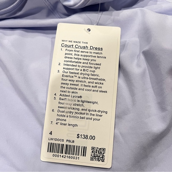 Lululemon Court Crush Dress size 4 Pastel Blue PSLB - Picture 6 of 6